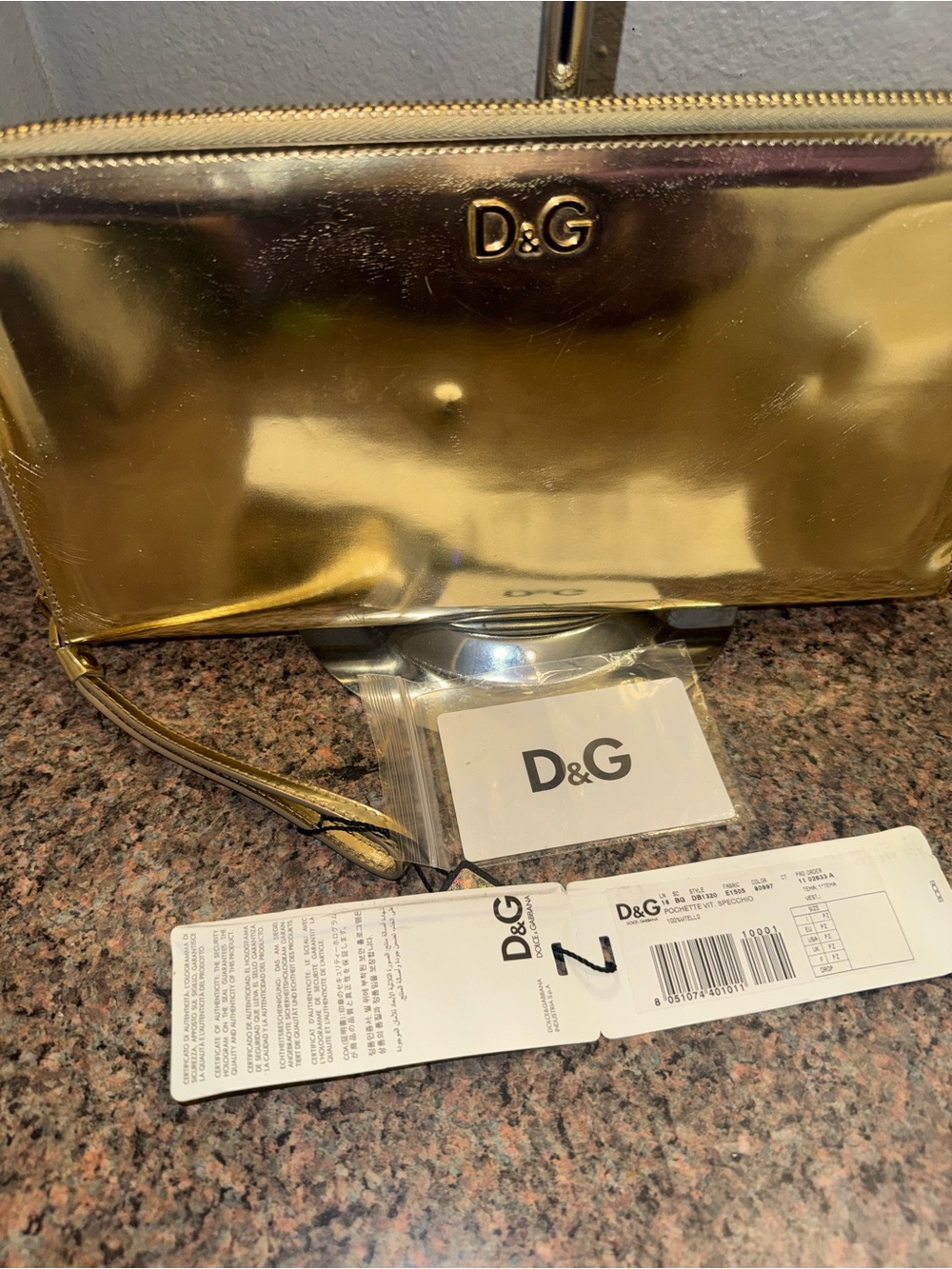 Dolce & Gabbana Metallic Gold Patent Wristlet Clutch - Picture 8 of 9